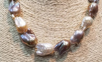Big Fresh Water Naturally Color Baroque Pearls Strand with 14Kt Solid Gold Clasp