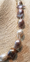 Big Fresh Water Naturally Color Baroque Pearls Strand with 14Kt Solid Gold Clasp