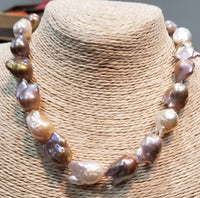 Big Fresh Water Naturally Color Baroque Pearls Strand with 14Kt Solid Gold Clasp