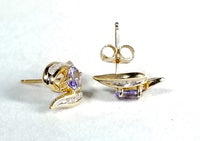 Diamond Studs with Natural Tannzanite in Solid 14Kt Yellow Gold