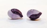 Natural Purple Jade Studs in Solid 14kt Gold