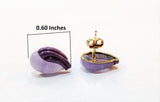 Natural Purple Jade Studs in Solid 14kt Gold