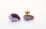Natural Purple Jade Studs in Solid 14kt Gold