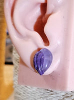 Natural Purple Jade Studs in Solid 14kt Gold