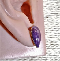 Natural Purple Jade Studs in Solid 14kt Gold