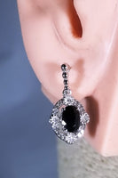 14Kt Solid White Gold Earrings with Diamonds & Natural Blue Sapphire