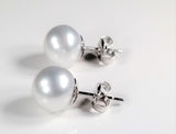 AAA+ Quality Genuine South Sea 10 MM Size Cream Studs in Solid 14Kt White Gold