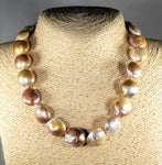 Big Fresh Water Naturally Color Baroque Pearls Strand with 14Kt Solid Gold Clasp