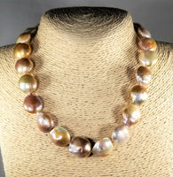 Big Fresh Water Naturally Color Baroque Pearls Strand with 14Kt Solid Gold Clasp