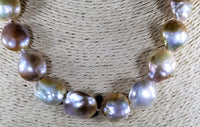 Big Fresh Water Naturally Color Baroque Pearls Strand with 14Kt Solid Gold Clasp