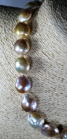 Big Fresh Water Naturally Color Baroque Pearls Strand with 14Kt Solid Gold Clasp