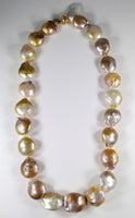 Big Fresh Water Naturally Color Baroque Pearls Strand with 14Kt Solid Gold Clasp