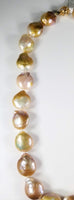Big Fresh Water Naturally Color Baroque Pearls Strand with 14Kt Solid Gold Clasp