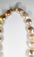 Big Fresh Water Naturally Color Baroque Pearls Strand with 14Kt Solid Gold Clasp