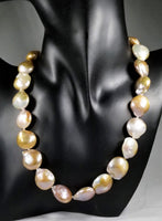 Big Fresh Water Naturally Color Baroque Pearls Strand with 14Kt Solid Gold Clasp