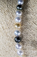 Beautiful Strand of South Sea Pearls in Multi Color with Studs in Solid White Go