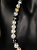 Beautiful Strand of South Sea Pearls in Multi Color with Studs in Solid White Go