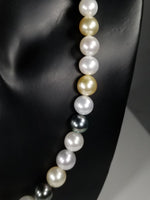 Beautiful Strand of South Sea Pearls in Multi Color with Studs in Solid White Go