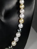 Beautiful Strand of South Sea Pearls in Multi Color with Studs in Solid White Go