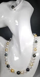 Beautiful Strand of South Sea Pearls in Multi Color with Studs in Solid White Go
