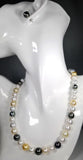 Beautiful Strand of South Sea Pearls in Multi Color with Studs in Solid White Go