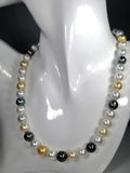 Beautiful Strand of South Sea Pearls in Multi Color with Studs in Solid White Go