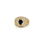 Natural (Untreated) Sapphire Ring With Diamonds in Solid 14Kt Yellow Gold