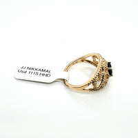 Natural (Untreated) Sapphire Ring With Diamonds in Solid 14Kt Yellow Gold