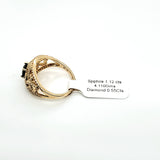 Natural (Untreated) Sapphire Ring With Diamonds in Solid 14Kt Yellow Gold