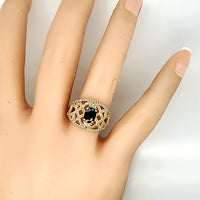 Natural (Untreated) Sapphire Ring With Diamonds in Solid 14Kt Yellow Gold