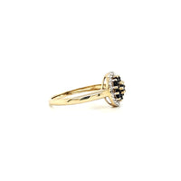 Natural (Untreated) Sapphire Ring With Diamonds in Solid 14Kt Yellow Gold