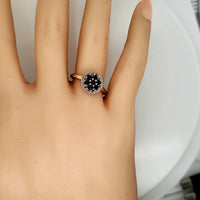 Natural (Untreated) Sapphire Ring With Diamonds in Solid 14Kt Yellow Gold
