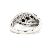Black, White & Blue Diamond Ring in Solid 14Kt White Gold