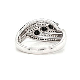 Black, White & Blue Diamond Ring in Solid 14Kt White Gold