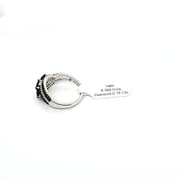 Black, White & Blue Diamond Ring in Solid 14Kt White Gold