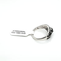Black, White & Blue Diamond Ring in Solid 14Kt White Gold