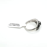 Black, White & Blue Diamond Ring in Solid 14Kt White Gold