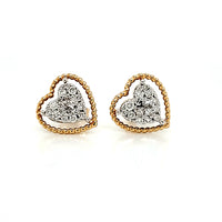 14Kt Solid Gold Heart Diamond Studs