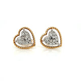 14Kt Solid Gold Heart Diamond Studs