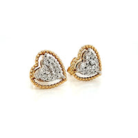 14Kt Solid Gold Heart Diamond Studs