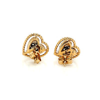 14Kt Solid Gold Heart Diamond Studs