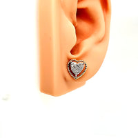 14Kt Solid Gold Heart Diamond Studs