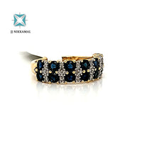 Natural (Untreated) Sapphire Ring With Diamonds in Solid 14Kt Yellow Gold