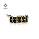 Natural (Untreated) Sapphire Ring With Diamonds in Solid 14Kt Yellow Gold