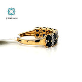 Natural (Untreated) Sapphire Ring With Diamonds in Solid 14Kt Yellow Gold