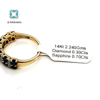 Natural (Untreated) Sapphire Ring With Diamonds in Solid 14Kt Yellow Gold
