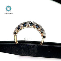 Natural (Untreated) Sapphire Ring With Diamonds in Solid 14Kt Yellow Gold