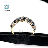 Natural (Untreated) Sapphire Ring With Diamonds in Solid 14Kt Yellow Gold