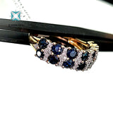 Natural (Untreated) Sapphire Ring With Diamonds in Solid 14Kt Yellow Gold