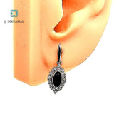 14Kt White Gold, Sapphires & Diamond Earrings
